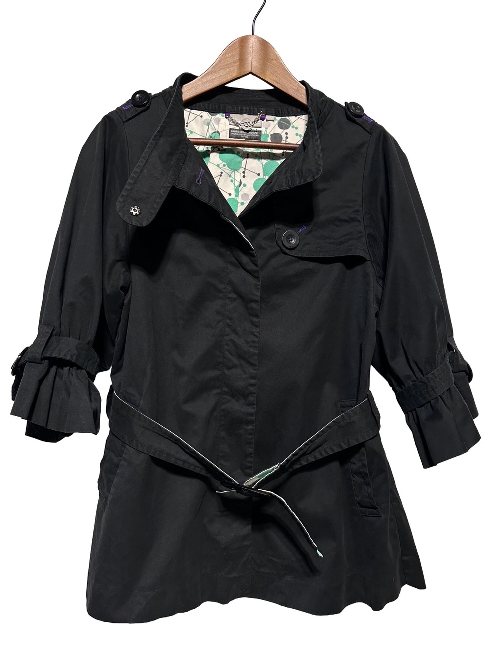 BOXFRESH LTD Black Mod Trench Jacket Utility Indie Sleaze Streetwear Coat